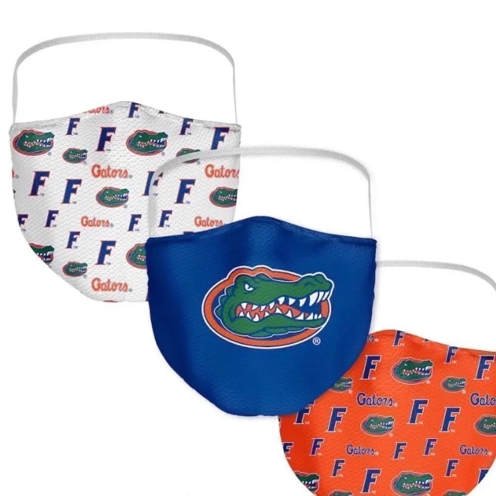 New in Package FLORIDA GATORS Face Covering Face Mask Masks Set of 3